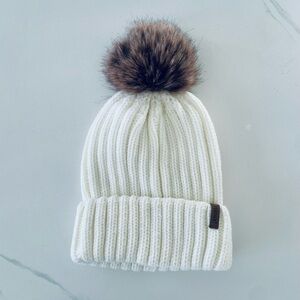 Cozy White Knit Pom-Pom Beanie for ladies